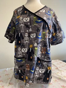 Halloween Scrub Top Size Large L By Tafford Uniforms - Picture 1 of 6