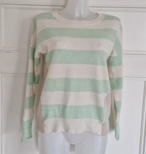 Duffy 100% cashmere green and cream jumper Size M - Picture 1 of 4