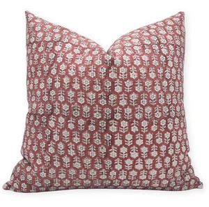 Block Print Thick Linen 14x14 Throw Pillow Covers, Handmade Vintage Pillow Co... - Picture 1 of 6