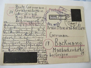 1946 Aufbrauchs.Ausg. Franz. Zone PE 814 II aufP 314I I(Military Sensorship gepr - Bild 1 von 3