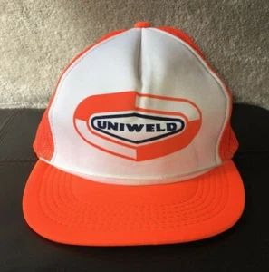 NEW Vintage Uniweld Trucker Snapback Baseball Cap Hat Blaze Orange Hipster - Picture 1 of 10