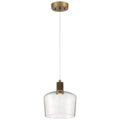 Access Lighting PortNine Wide LED Antique Brushed Brass Mini Pendant Glass Shade - Image 1 of 4