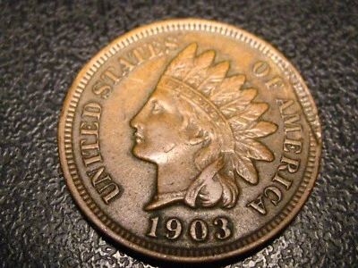 1903 Indian Head Cent XF ERROR LAMINATION NEAR RIM - Image 1 of 4