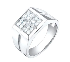 Men's Ring 0.84 Carat Round Brilliant Cut Diamond 14k White Gold - Picture 1 of 1