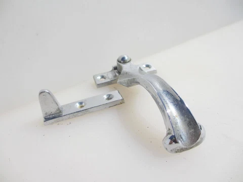 Vintage Brass Sash Window Latch Lock Fastener Catch Old Handle Chrome Cover