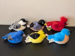 Peluche Wild Republic Bird lotto di 6 pettirosso cardinale cardellino chickadee grosbeak - Foto 1 di 7