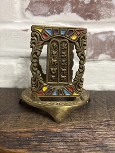 Vintage Messing 10 Gebote Design Moses Israel - nur Ständer - Buchhalter - Patina - Bild 1 von 10