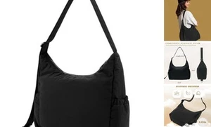 Nylon Hobo Crossbody Bags Larger Shoulder Bag Casual Work Travel Handbags Black - Picture 1 of 7