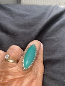 Vintage Statement Ring With A turquoise Oval Stone. Heavy. Fully Hallmarked - Picture 1 of 6