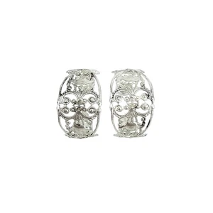 VIRGINS SAINTS & ANGELS VSA Antigua Wide Hoop Post Earrings in Silver - Picture 1 of 7