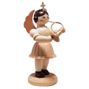 Waldhornspieler Konzertengel deutsche Holzfigur Handarbeit Germany 2,4 Zoll - Bild 1 von 1