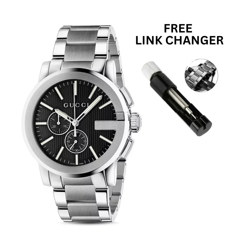 Gucci G-Chrono YA101204 Men’s 44mm Black Dial Swiss Quartz Watch Stainless - Image 1 of 4