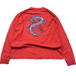 Rare Vintage Gotcha Shirt Herren XL Rot Tribal Dragon Surf Grafik Langarm - Bild 1 von 10