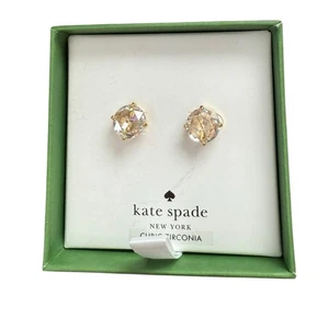 Kate Spade CZ Kristall & Gold Runde Ohrstecker Neu mit Etikett - Bild 1 von 1
