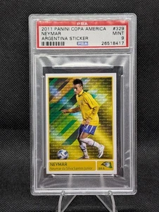 2011 Panini Copa America Argentina Soccer Sticker #329 Neymar PSA 9 MINT - Picture 1 of 2