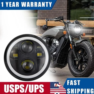 Faro LED halo haz alto/bajo DRL para Indian Scout Bobber 2017-2021 5,75" Foto 1 de 4