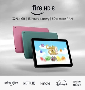 Amazon Fire HD 8 Kids tablet (Latest Gen) ages 3–7 | 32GB Pink / hibiscus  - Picture 1 of 4