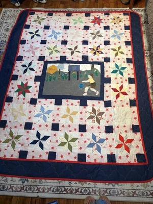 Edredón de baloncesto vintage hecho a mano talla doble trozado juvenil primitivo Foto 1 de 4