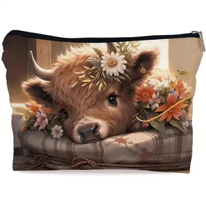 Bolsa de Maquillaje Highland Cow Estampado de Navidad, Bolsa Ligera de Lavado de Artículos de Aseo con Cremallera - Imagen 1 de 1