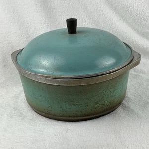 Vintage 60er Club Aluminiumguss Türkis 4 Quart Dutch Oven Suppentopf Pfanne mit Deckel - Bild 1 von 16