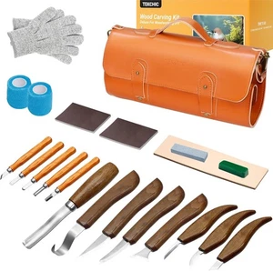 Wood Carving Kit Deluxe, 23Pcs Wood Carving Tools Updated, Whittling Knife Kit f - Picture 1 of 8