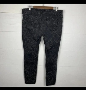 Genetic Denim The Stem 32 Jeans Black Garden Goth Punk Grunge Skinny Dark Floral - Bild 1 von 6