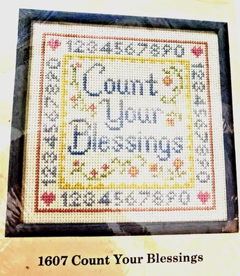 Vintage Count Your Blessings Cross Stitch Kit 1607 NEW Sealed Red Sampler Heart - Image 1 of 4