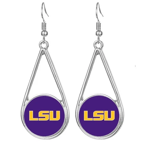 LSU Tigers Womens Silver Drop Dangle Earrings w Gift Pkg D29 Cover