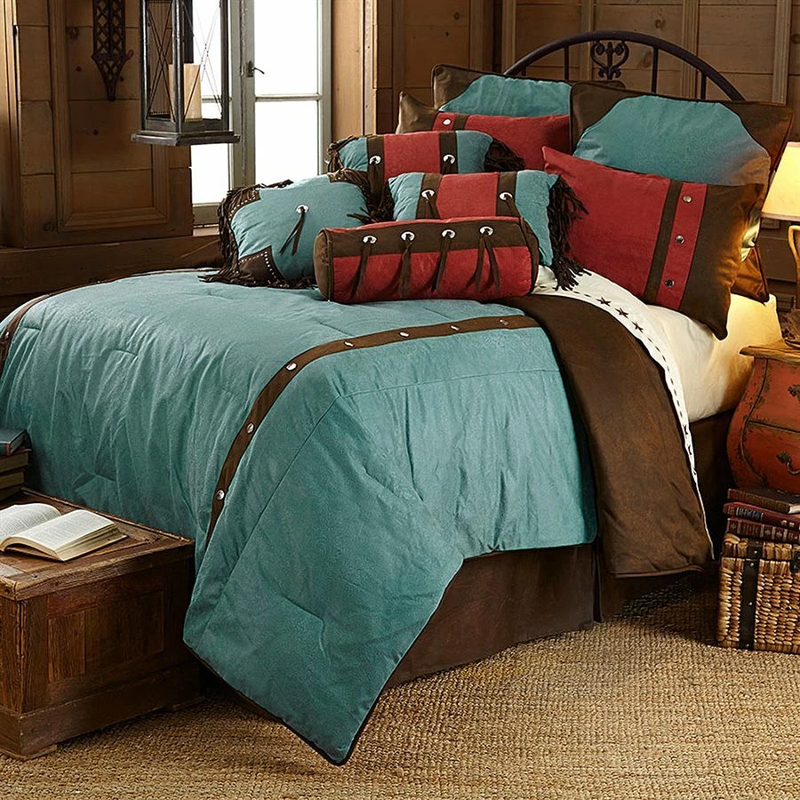 5-PC Comforter Set - Turquoise-  Twin -WESTERN STYLE - Image 1 of 1