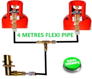 REFILL PROPANE gas lpg 2 BOTTLES SET RV MOTORHOME 4 METRES GAS PIPE - Picture 1 of 1