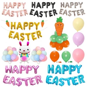 EASTER Balloons Banner Foil Bunny Rabbit Carrot Egg Latex Ballons Party Decor  - Picture 1 of 27