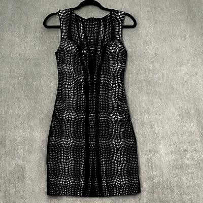 Diane Von Furstenberg Dress 2 Blk Wht Wool Blend Bodycon Goth Dark Romantic - Image 1 of 4