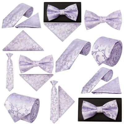 TIESRUS Lavender Floral Classic Men's Tie Boys Page Boy Wedding Christening Prom Sets