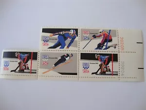 Vintage US POSTAGE 15 cent stamp PLATE BLOCK Winter Olympics Events MNH - Picture 1 of 1