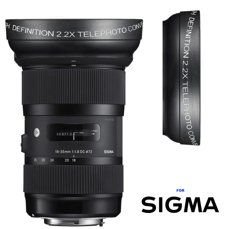 2X HD 32K TELEPHOTO LENS FOR Sigma 18-35mm f/1.8 DC HSM Art Lens for Canon EF - Image 1 of 4