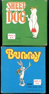 SUPER 8-LOONEY TUNES-2 SUPER 8 FILMS IN ORIGINAL BOXES-BUGS BUNNY/ SHEEP DOG-B/W - Picture 1 of 5