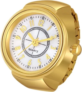 Men Women Finger Watch Stretchy Band Elastic round Simple Dial Quartz Ring Watch - Picture 1 of 12