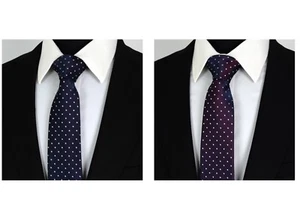New Italian two tone wine Navy Mens Polka Dot Silky Style Dot Blue & White Gift - Picture 1 of 5