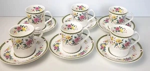 VINTAGE Koh-i-Noor Elizabethan 12pc Cup & Saucer Set Fine Bone China Vgc - Picture 1 of 16