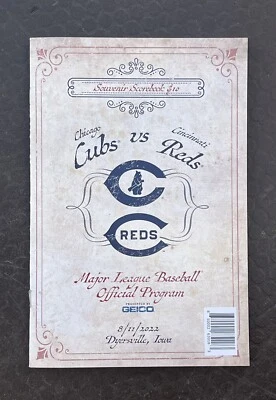 2022 FIELD OF DREAMS OFFICIAL GAME DAY PROGRAM CINCINNATI REDS CHICAGO CUBS - Image 1 of 3