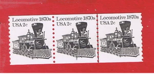 #1897A MNH OG strip of 3 Locomotive w/PL#3 Free S/H - Picture 1 of 1