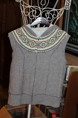 Free People Gris Cremallera Frontal Con Capucha Fair Isle Suéter Chaleco Acolchado Damas S (bin308 Foto 1 de 4