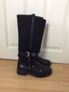 Ladies Giesswein Size 4 (37) Black Long Wool Boots