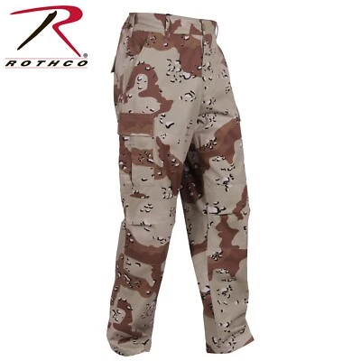 BDU Cargo Pants Chocolate Chip 6 Color Desert Camo Rothco 55/45 Poly Cotton