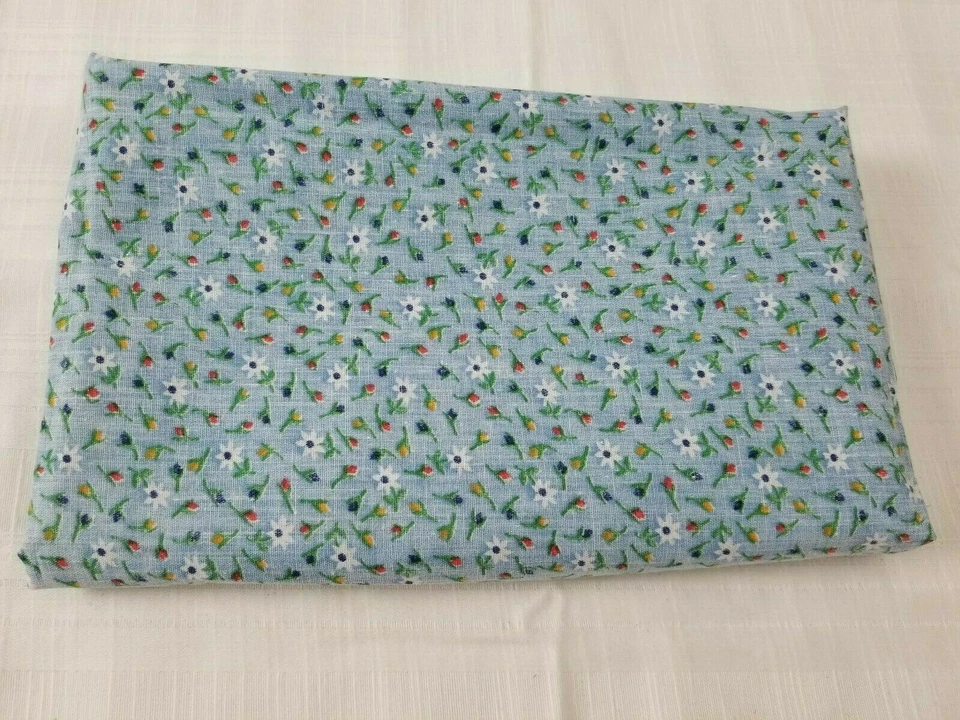 Vintage Zayre Blue Calico Fabric 1980 1-piece 44" W x 2/3 yard L new w/ receipt - Image 1 of 4