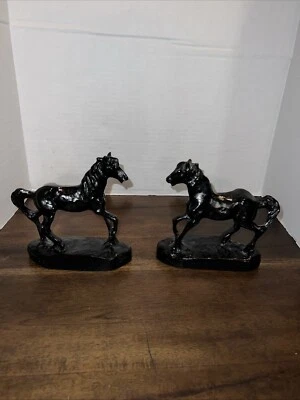 Handcrafted Horses Made from Coal by Coal Crafters Inc Set of 2 - Image 1 of 4