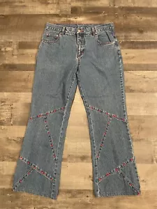 Vintage Y2K No Boundaries Boot Cut Red Bedazzled Denim Jeans Junior Size 9 (F314 - Picture 1 of 5