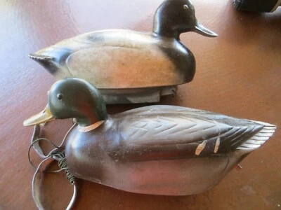 2 Duck Decoys Rubber Plasti-Duk Mallard S-10 and Unmarked Redhead & Weights - Image 1 of 4