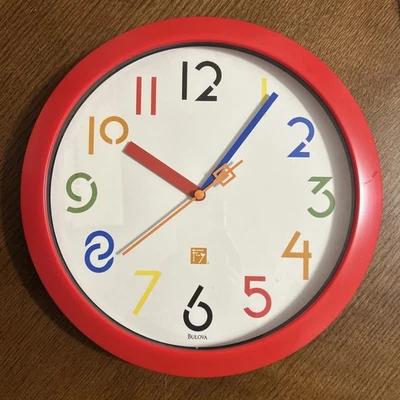 Reloj de Pared Bulova C3331 Exposición Frank Lloyd Wright 12 Pulgadas Probado Funciona Rojo Foto 1 de 4