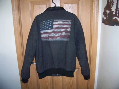 Chaqueta de bombardero de cuero de lana de colección para hombre Heavy Duty Leather Co diseños "USA" XL ¡LEER! Foto 1 de 4